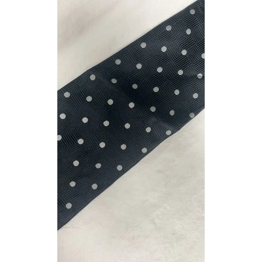 GEOFFREY BEENE - Silk Tie - Black Gray Polka Dot - Made in U.S.A